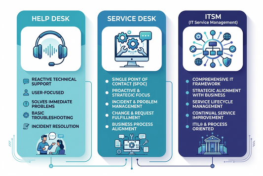 What is the Difference Between Help Desk, Service Desk, and ITSM?