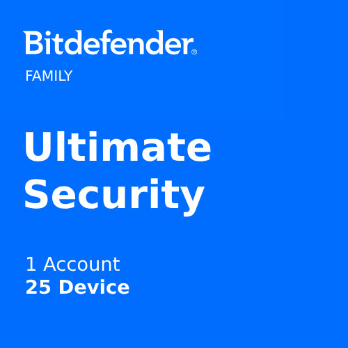 Bitdefender Ultimate Security Family 25 Devices – 1 Account Monthly Subscription AI Protection & VPN